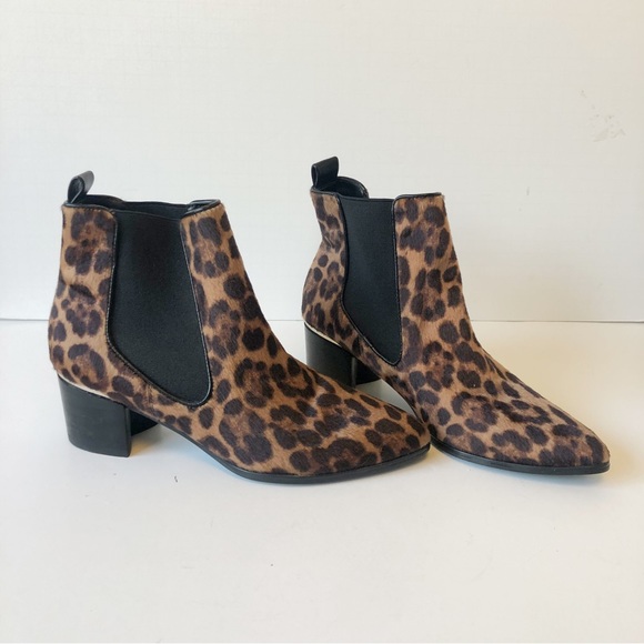Nine West Leopard Print Chelsea Boots Natural Multi Pony Hair Size 8 - Picture 2 of 16
